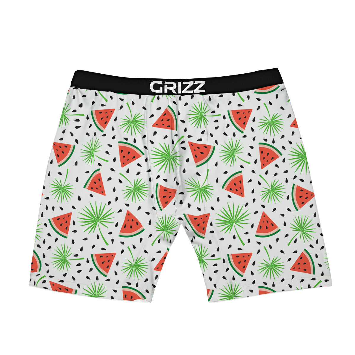 Palm Leaf Watermelon White Print Pattern Boxer Briefs-grizzshop