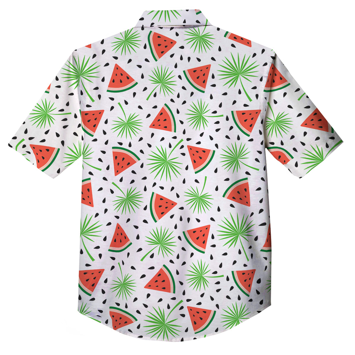 Palm Leaf Watermelon White Print Pattern Button Up Shirt-grizzshop