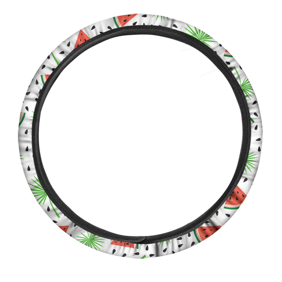 Palm Leaf Watermelon White Print Pattern Car Steering Wheel Cover-grizzshop