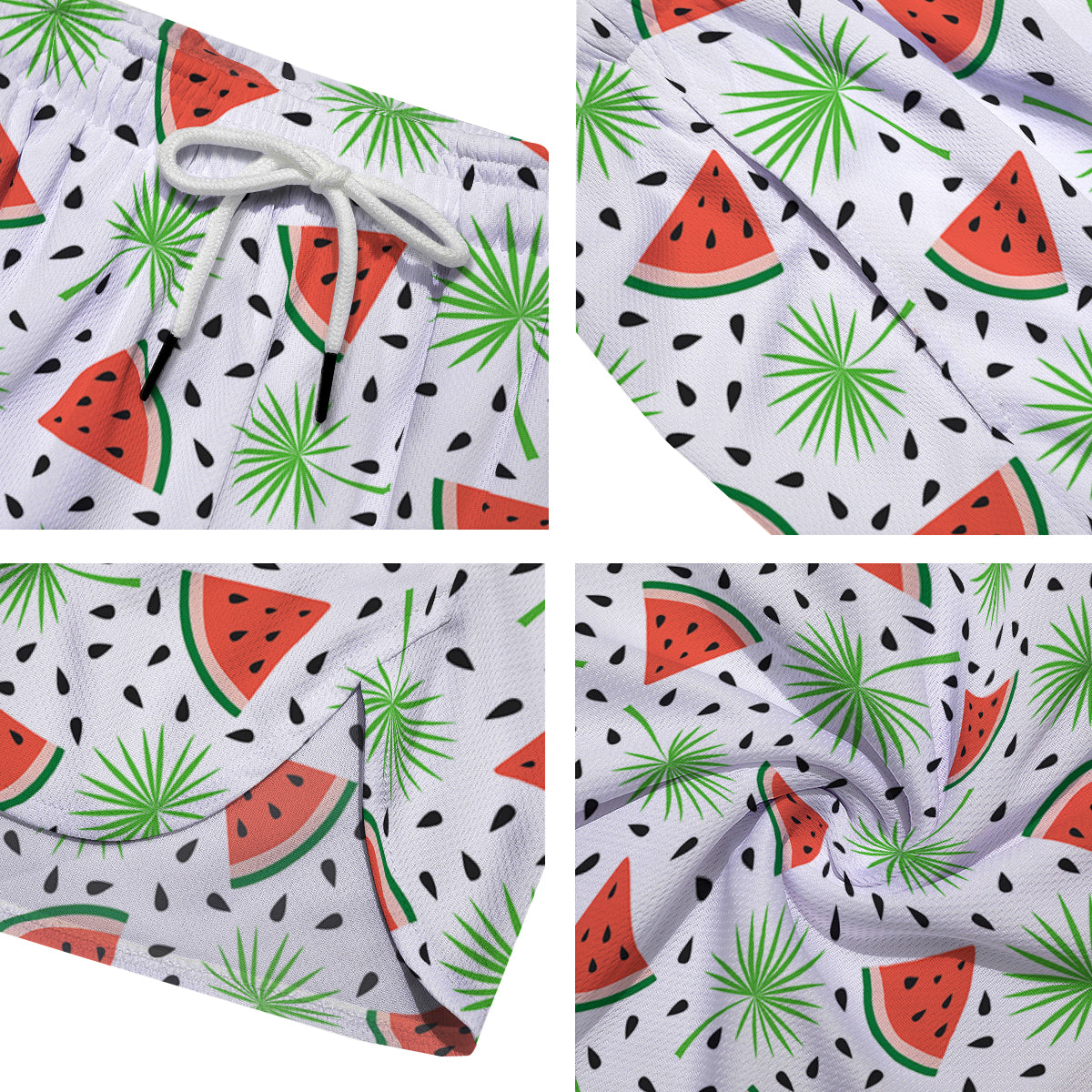 Palm Leaf Watermelon White Print Pattern Men's Running Shorts-grizzshop