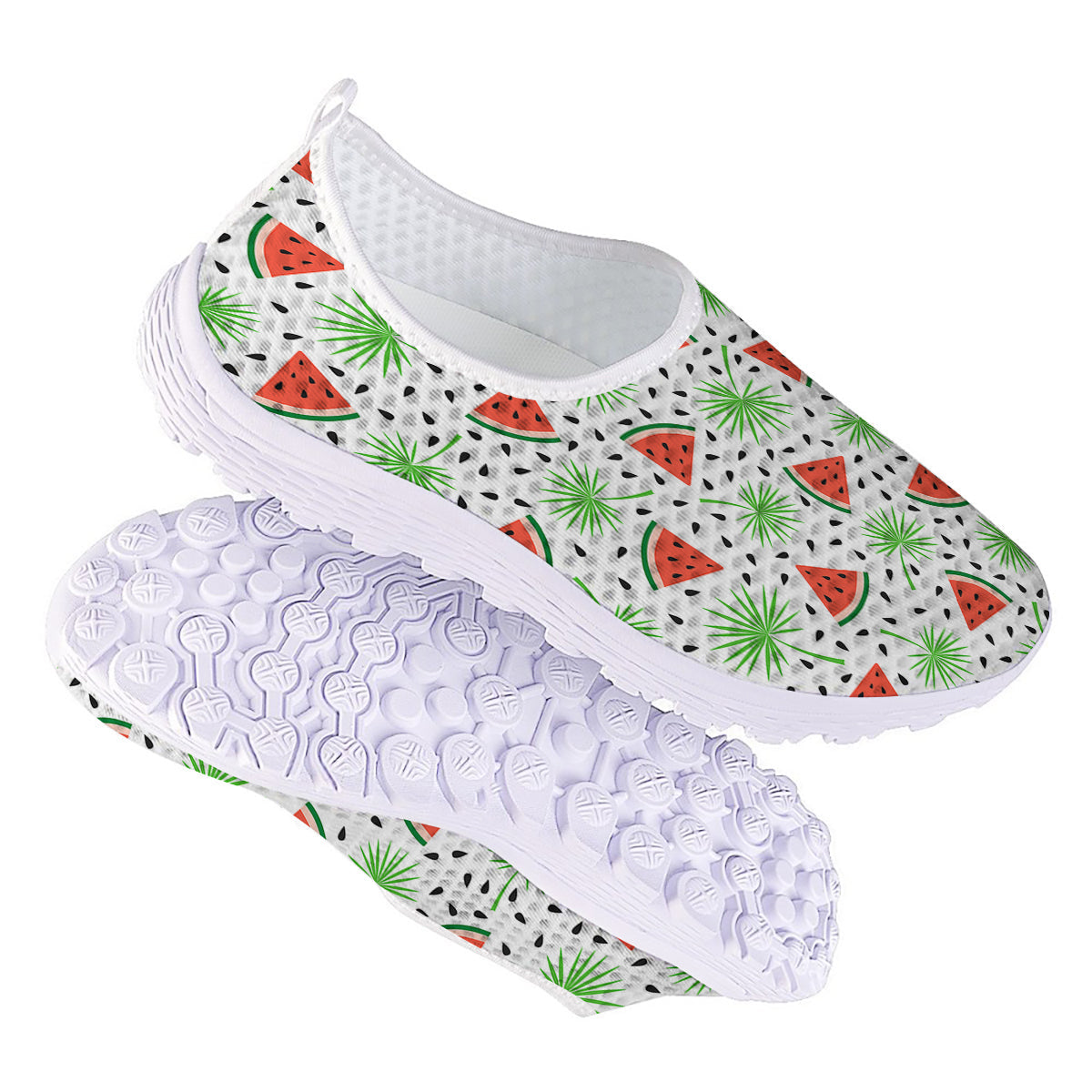 Palm Leaf Watermelon White Print Pattern Nurse Shoes-grizzshop