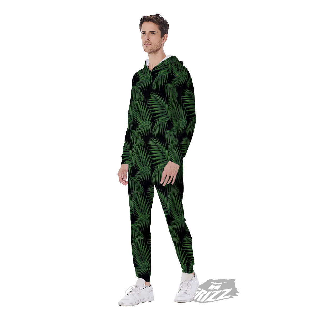 Palm Leave Night Tropical Print Pattern Men's Jumpsuit-grizzshop