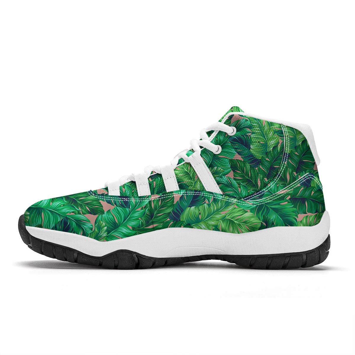 Palm Leave White Bball Shoes-grizzshop