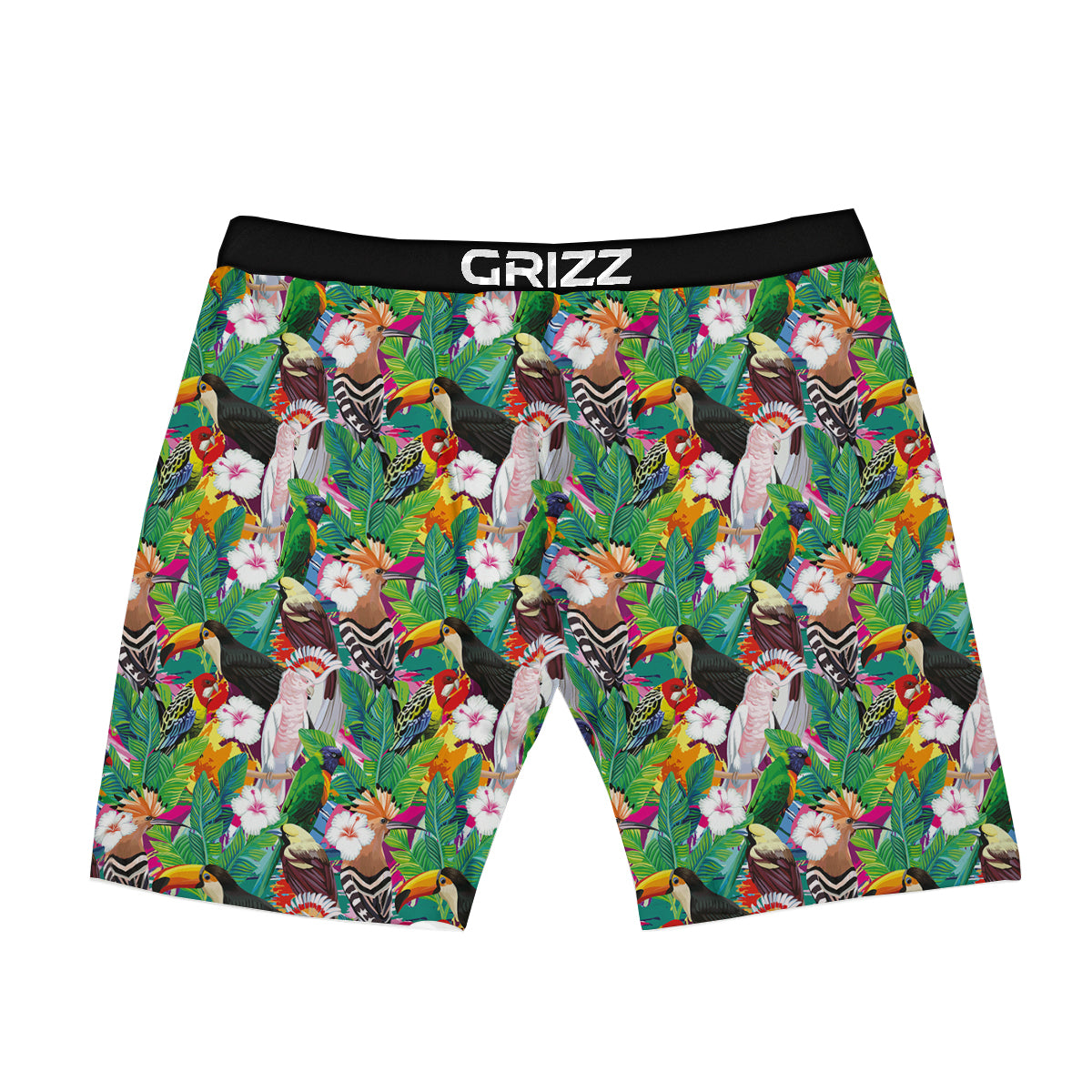 Palm Leaves And Bird Of Paradise Print Boxer Briefs-grizzshop