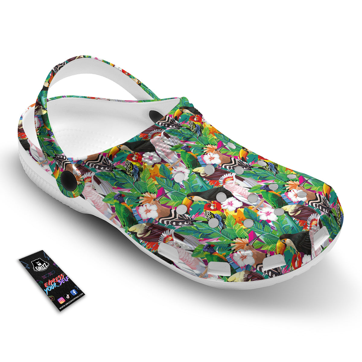Palm Leaves And Bird Of Paradise Print Clog-grizzshop
