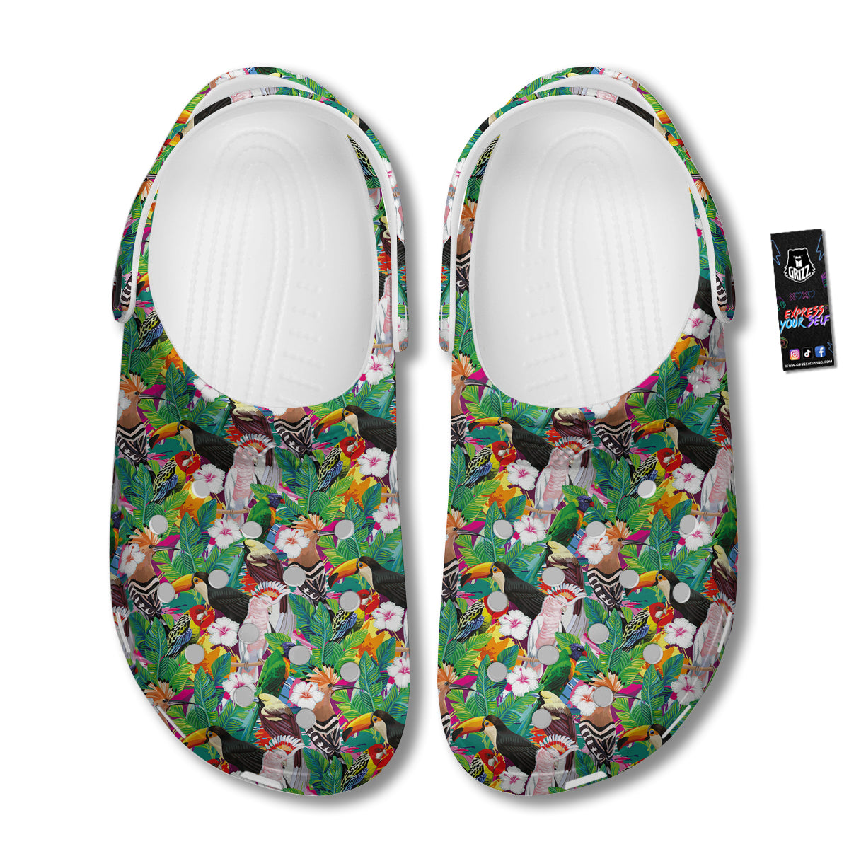 Palm Leaves And Bird Of Paradise Print Clog-grizzshop