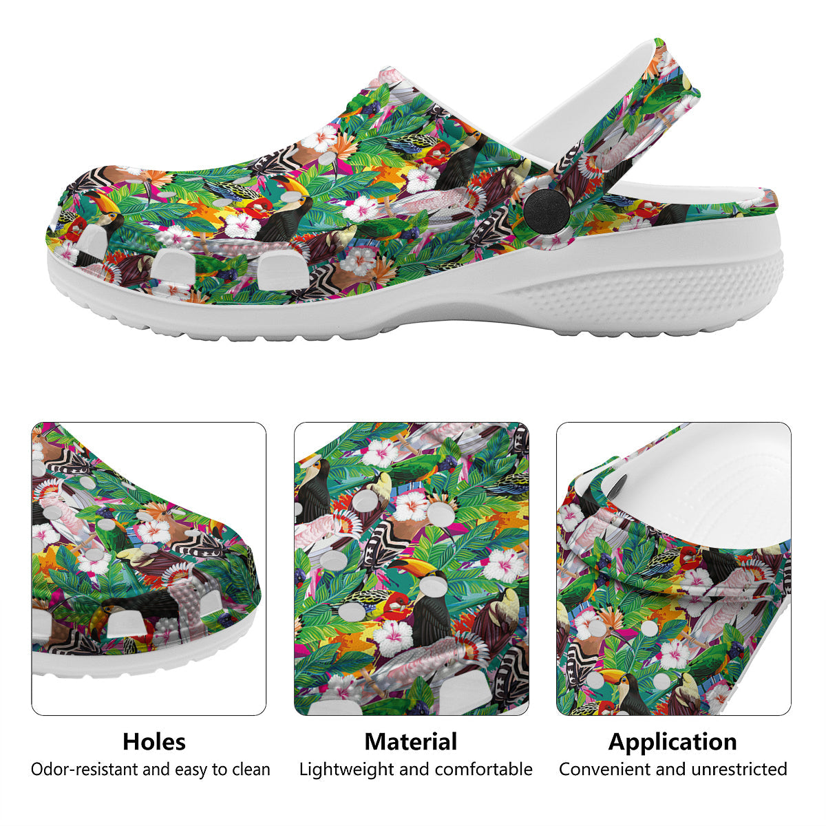 Palm Leaves And Bird Of Paradise Print Clog-grizzshop