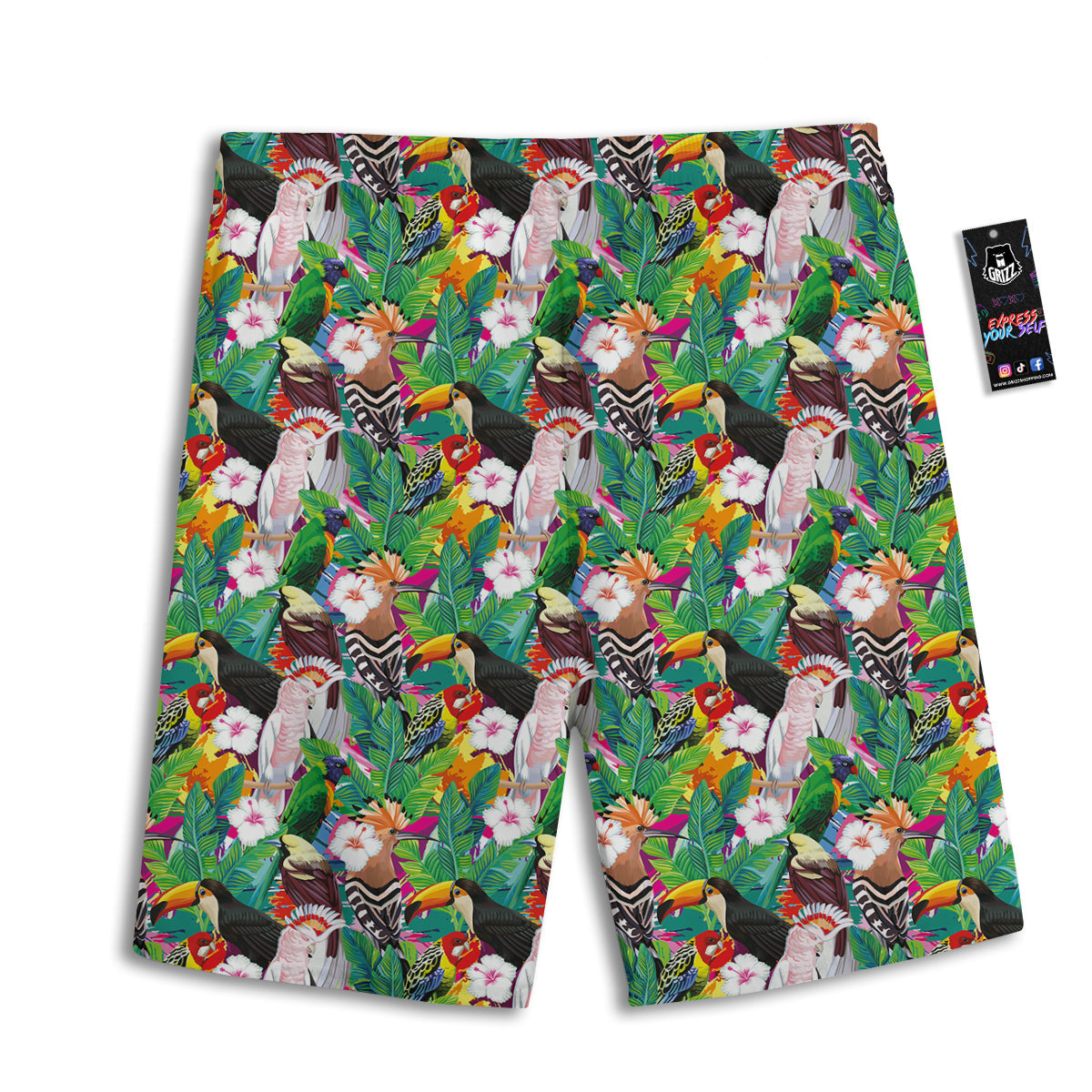 Palm Leaves And Bird Of Paradise Print Men's Athletic Shorts