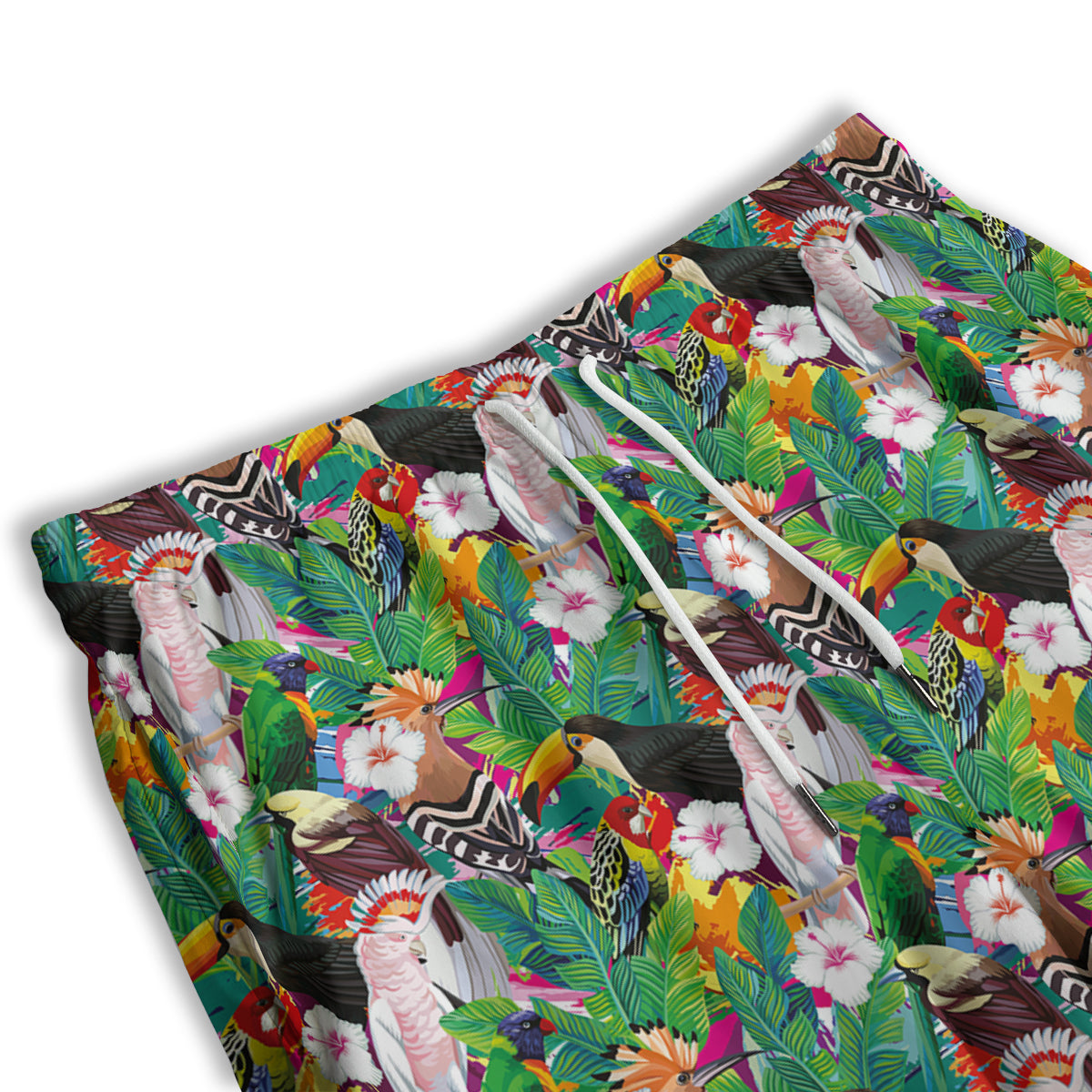 Palm Leaves And Bird Of Paradise Print Men's Athletic Shorts