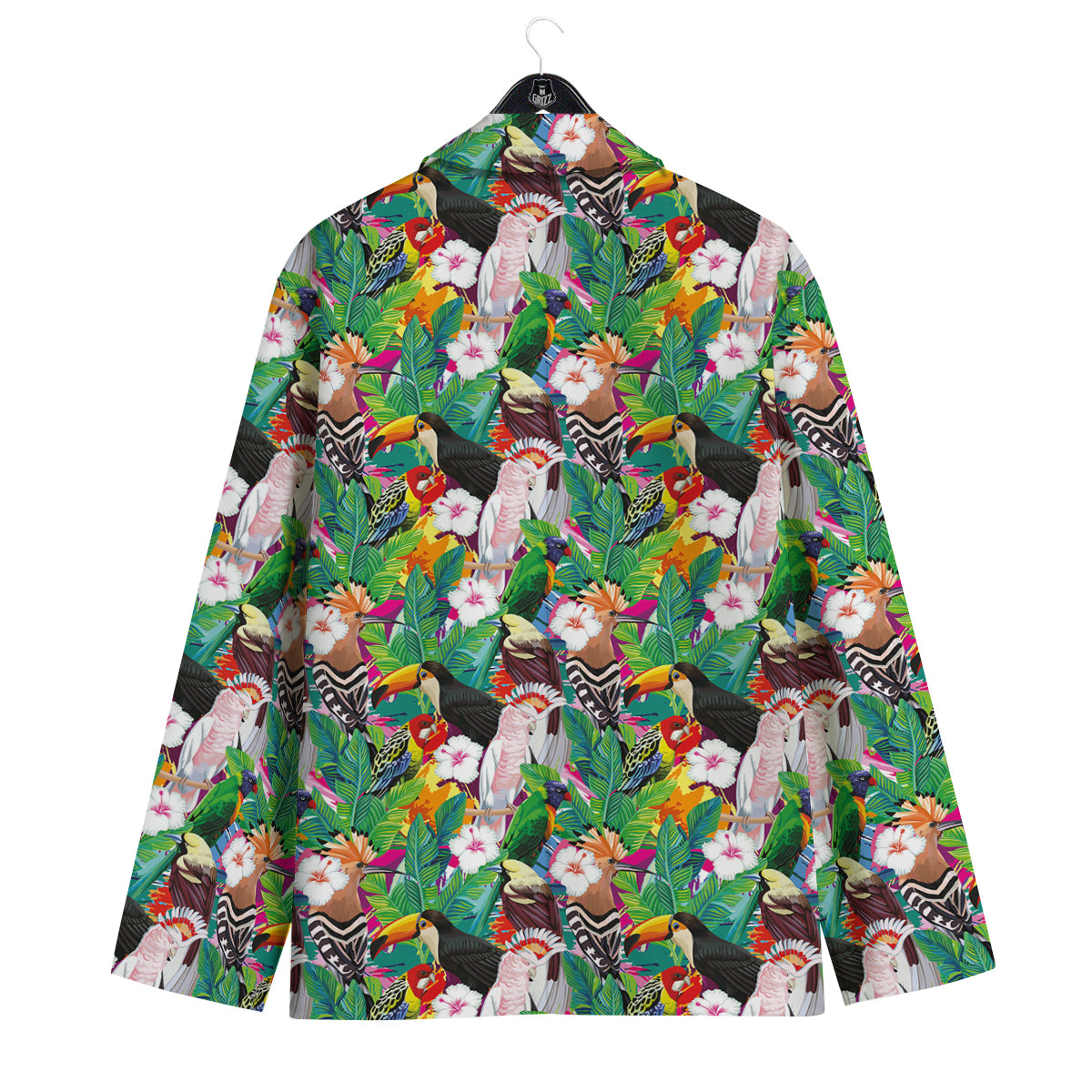 Palm Leaves And Bird Of Paradise Print Men's Sport Coat-grizzshop