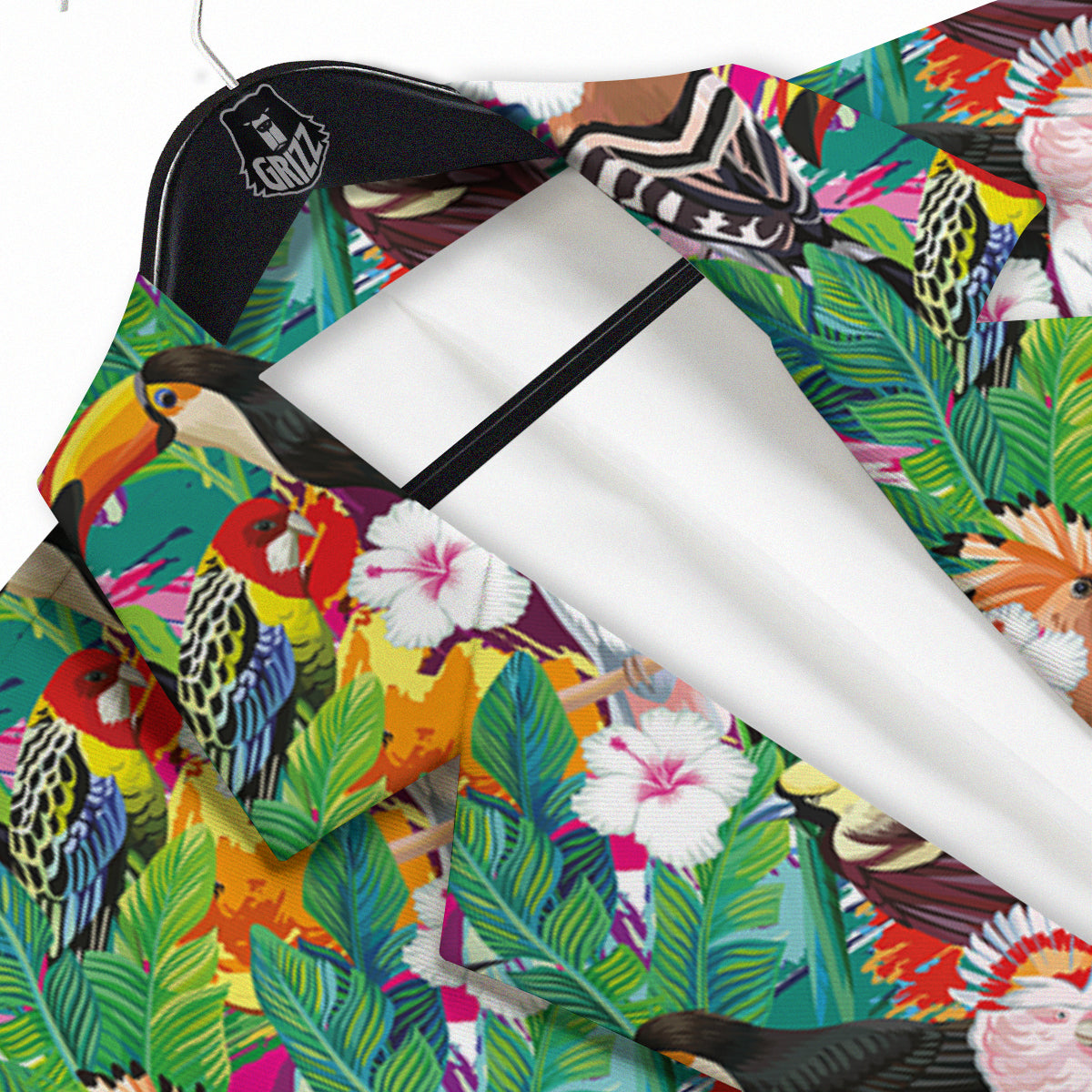 Palm Leaves And Bird Of Paradise Print Men's Sport Coat-grizzshop