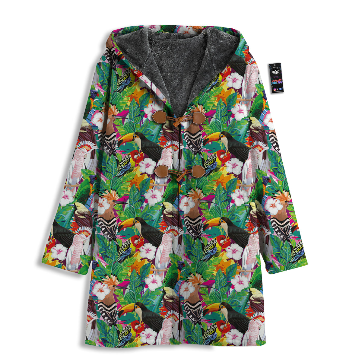Palm Leaves And Bird Of Paradise Print Men's Windbreaker Jacket-grizzshop