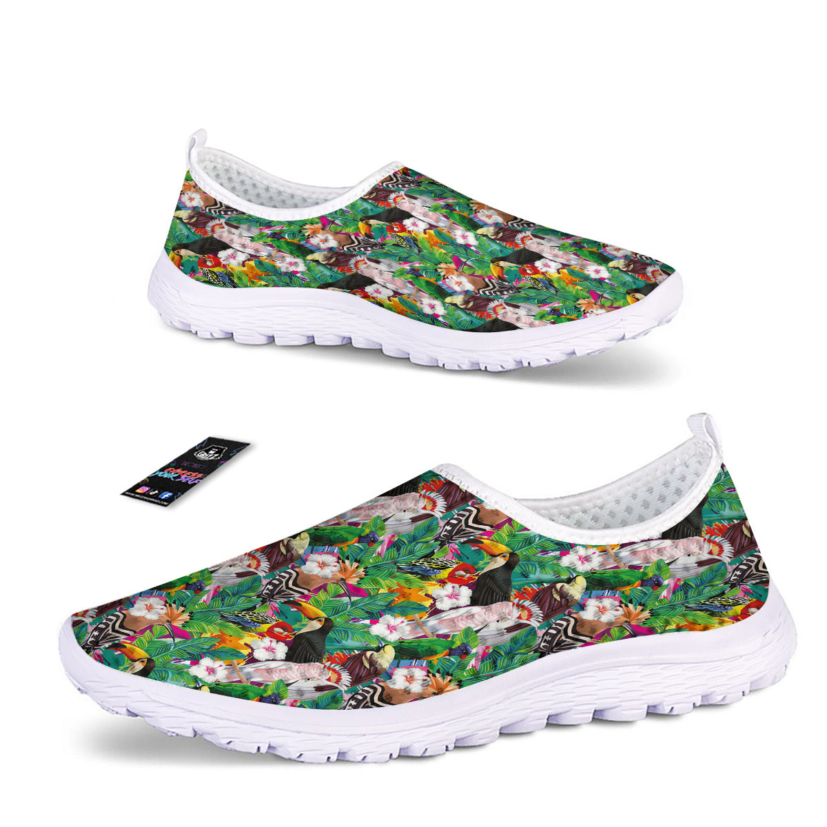 Palm Leaves And Bird Of Paradise Print Nurse Shoes-grizzshop