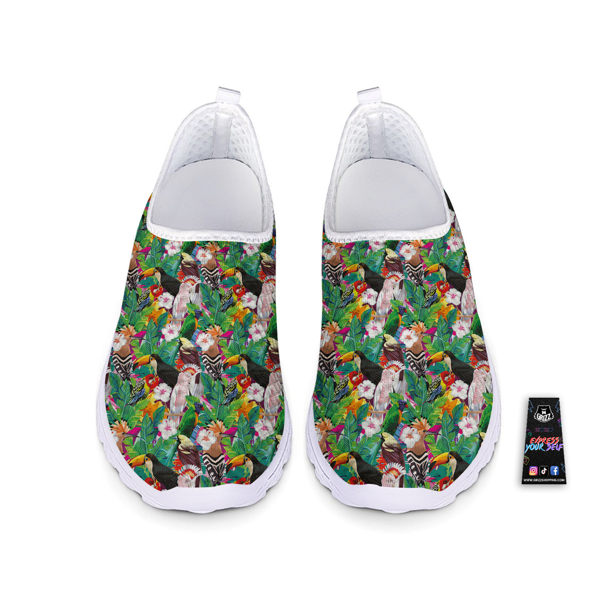 Palm Leaves And Bird Of Paradise Print Nurse Shoes-grizzshop