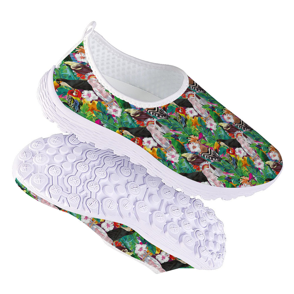 Palm Leaves And Bird Of Paradise Print Nurse Shoes-grizzshop