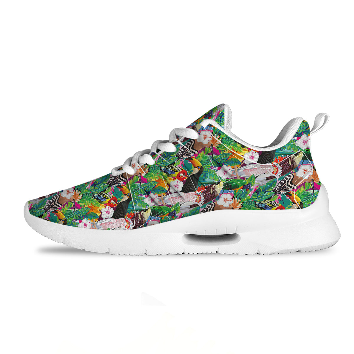 Palm Leaves And Bird Of Paradise Print Tennis Shoes-grizzshop