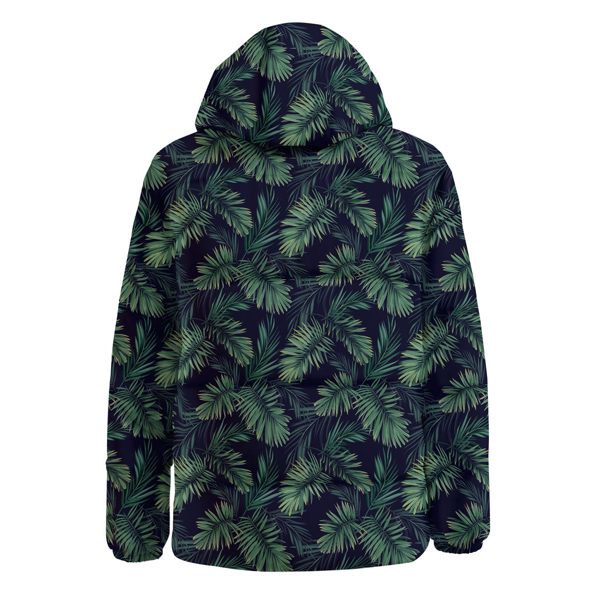 Palm Leaves Dark Tropical Print Pattern Down Jacket-grizzshop