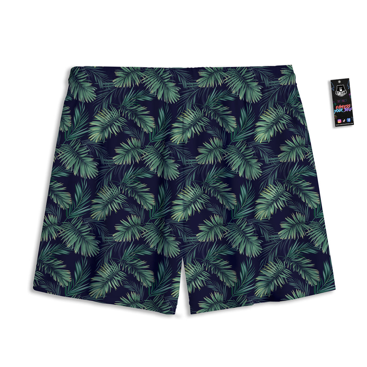 Palm Leaves Dark Tropical Print Pattern Mesh Shorts-grizzshop
