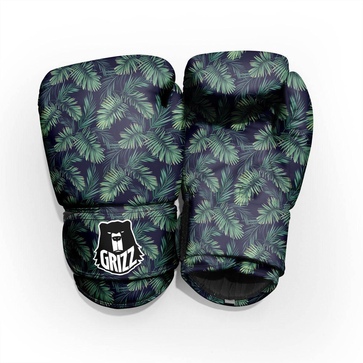 Palm Leaves Dark Tropical Print Pattern Sparring Gloves-grizzshop