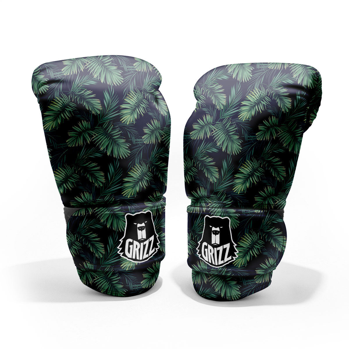 Palm Leaves Dark Tropical Print Pattern Sparring Gloves-grizzshop