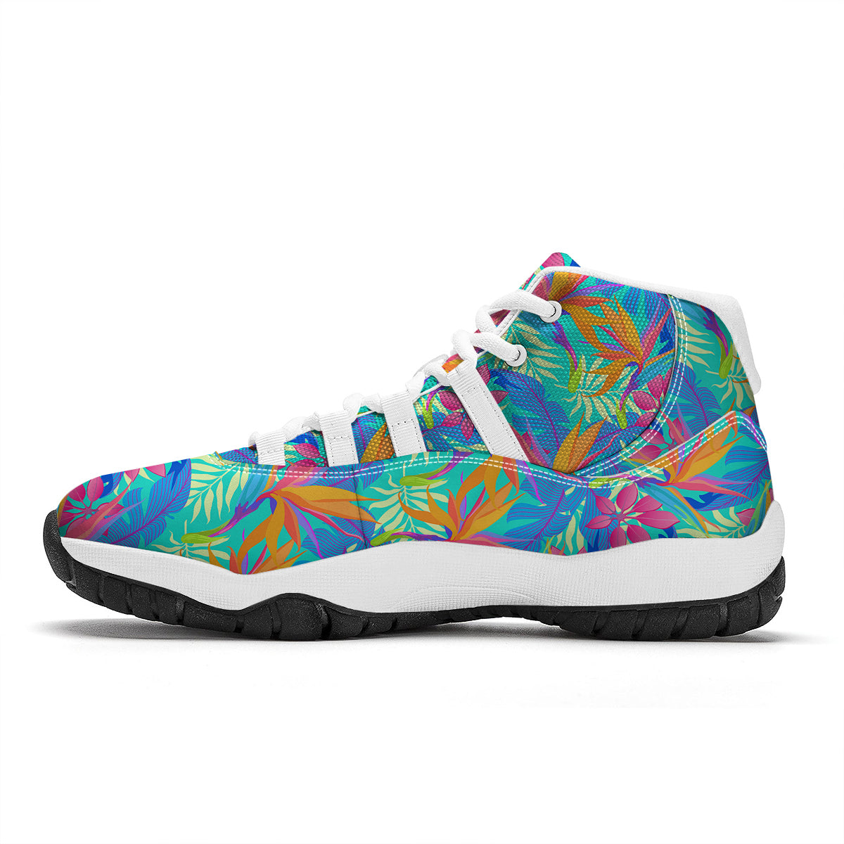 Palm Leaves Floral Tropical Hawaiian Pattern Print White Bball Shoes-grizzshop