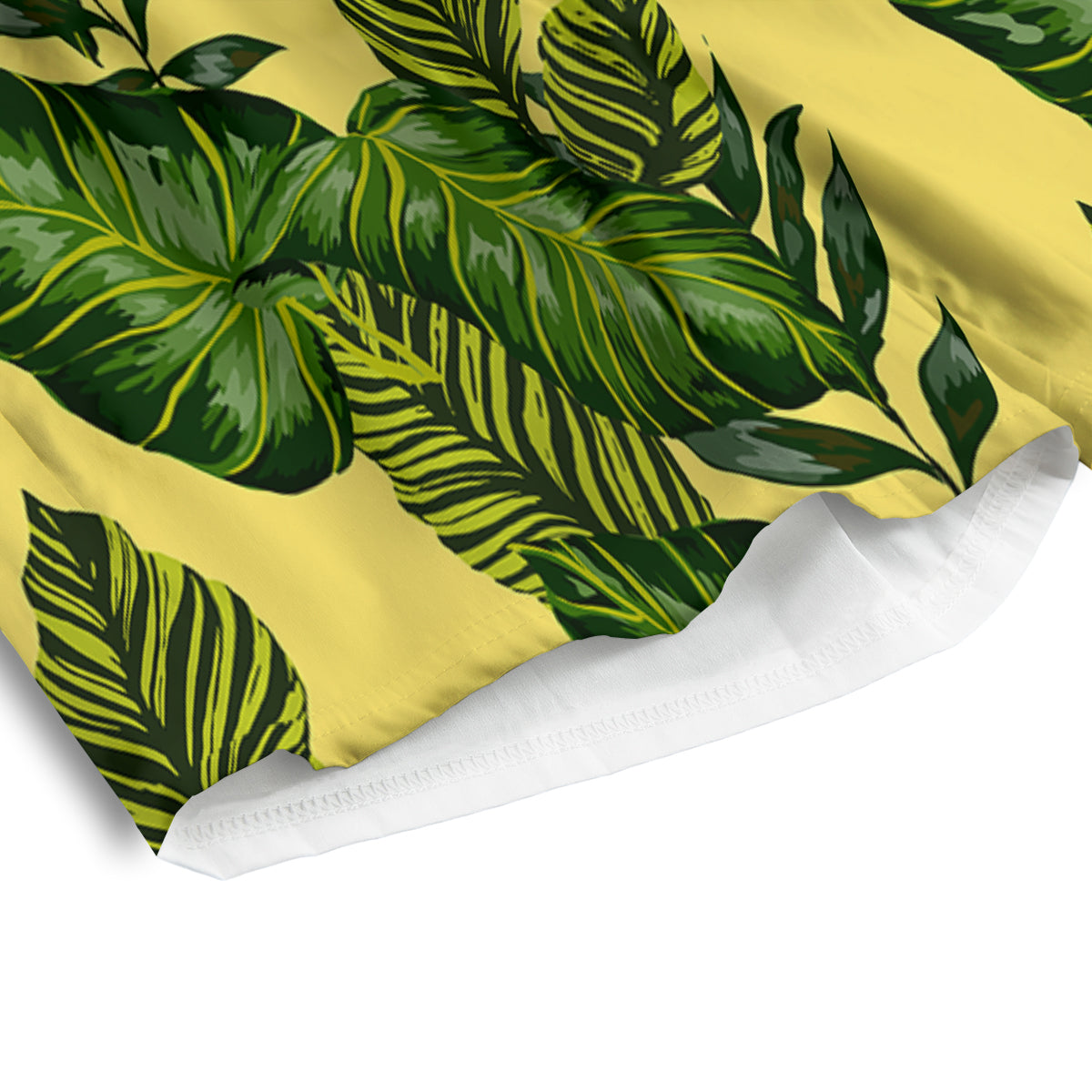 Palm Leaves Yellow Hawaiian Print Pattern Men's Athletic Shorts