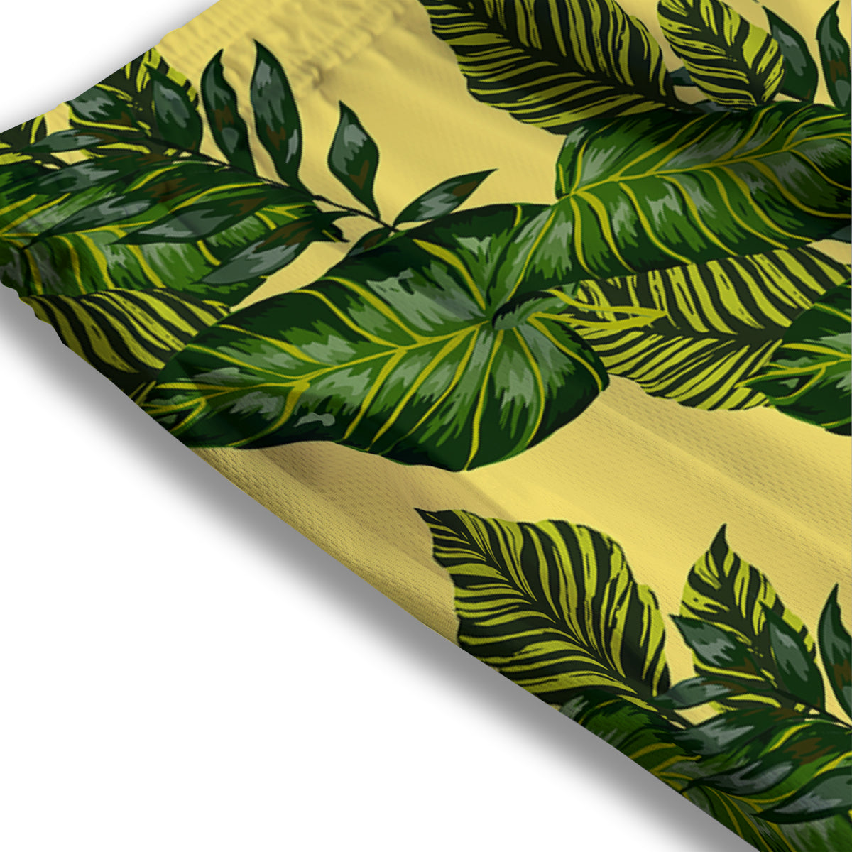 Palm Leaves Yellow Hawaiian Print Pattern Mesh Shorts
