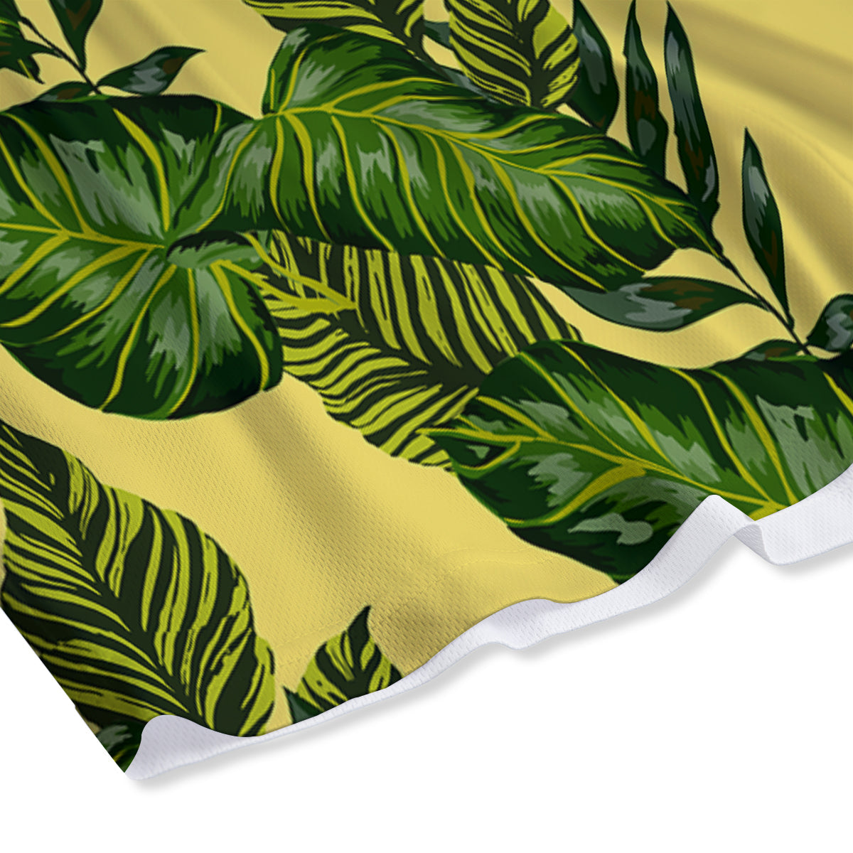 Palm Leaves Yellow Hawaiian Print Pattern Mesh Shorts