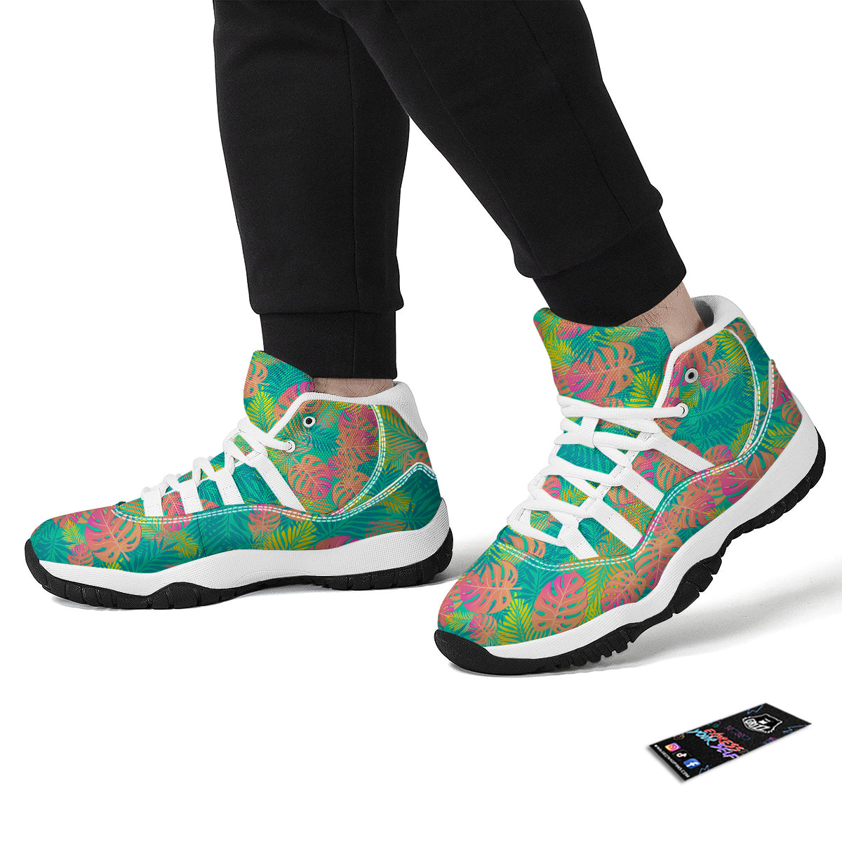 Palm Tree Beach Print Pattern White Bball Shoes-grizzshop