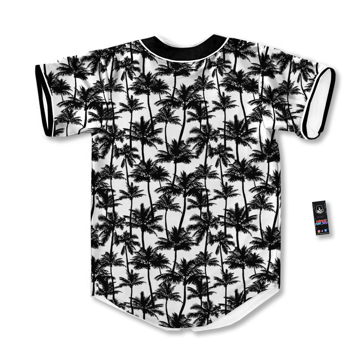 Palm Tree Black White Print Pattern Baseball Jersey-grizzshop