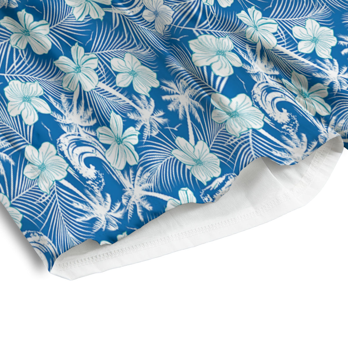 Palm Tree Blue Hibiscus Print Pattern Men's Athletic Shorts