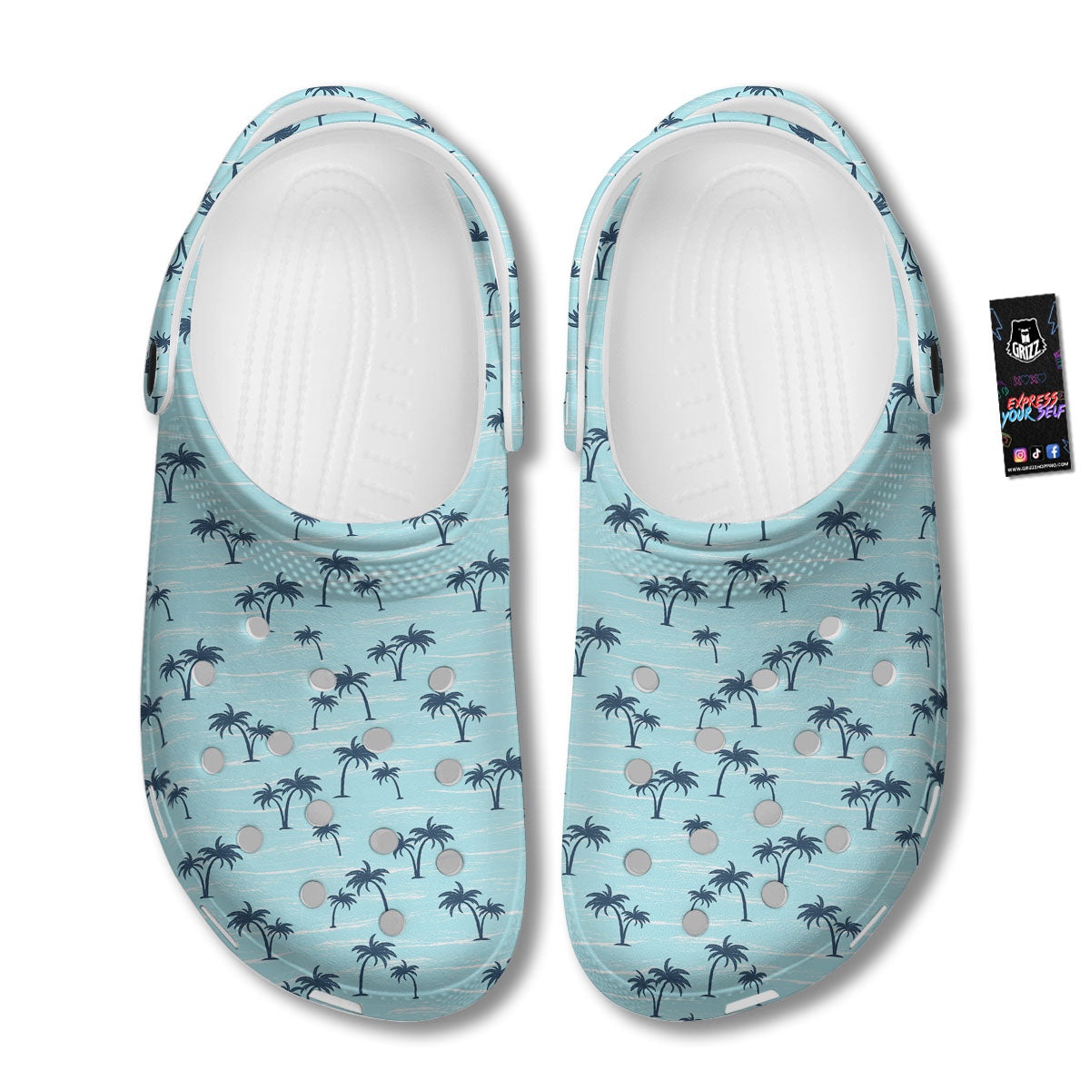Palm Tree Blue Print Pattern Clog-grizzshop