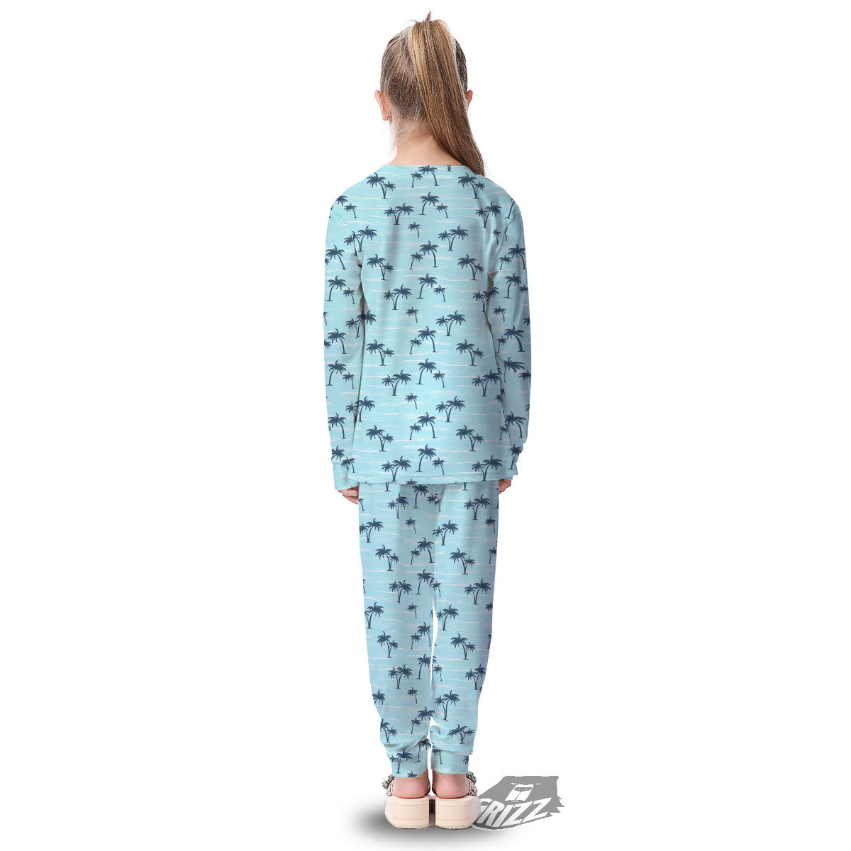 Palm Tree Blue Print Pattern Kid's Pajamas-grizzshop