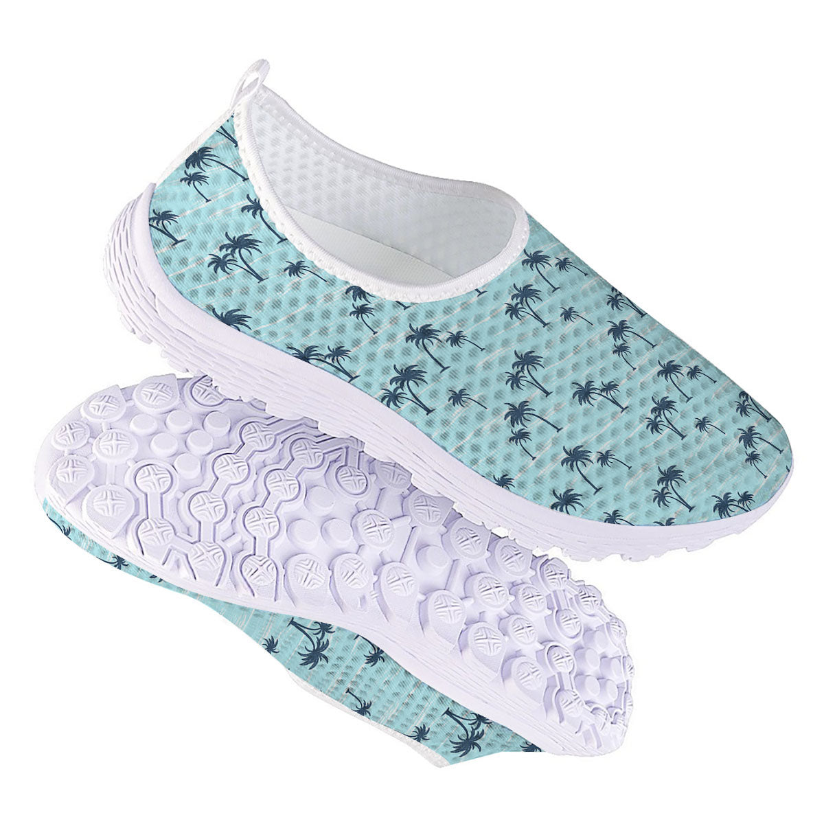 Palm Tree Blue Print Pattern Nurse Shoes-grizzshop