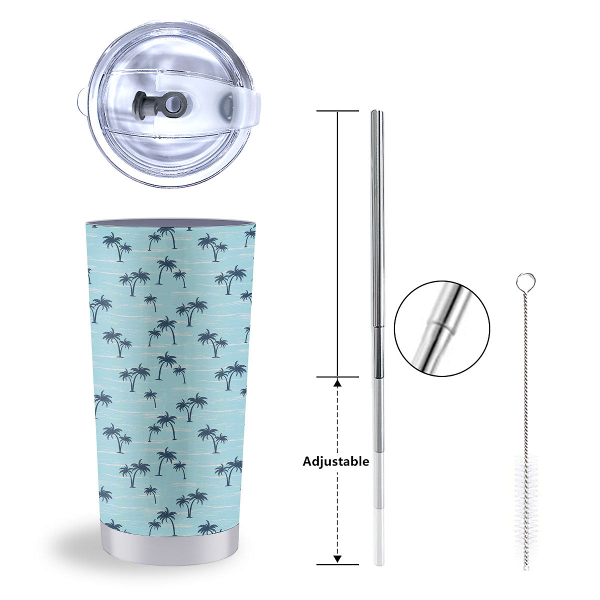 Palm Tree Blue Print Pattern Tumbler-grizzshop