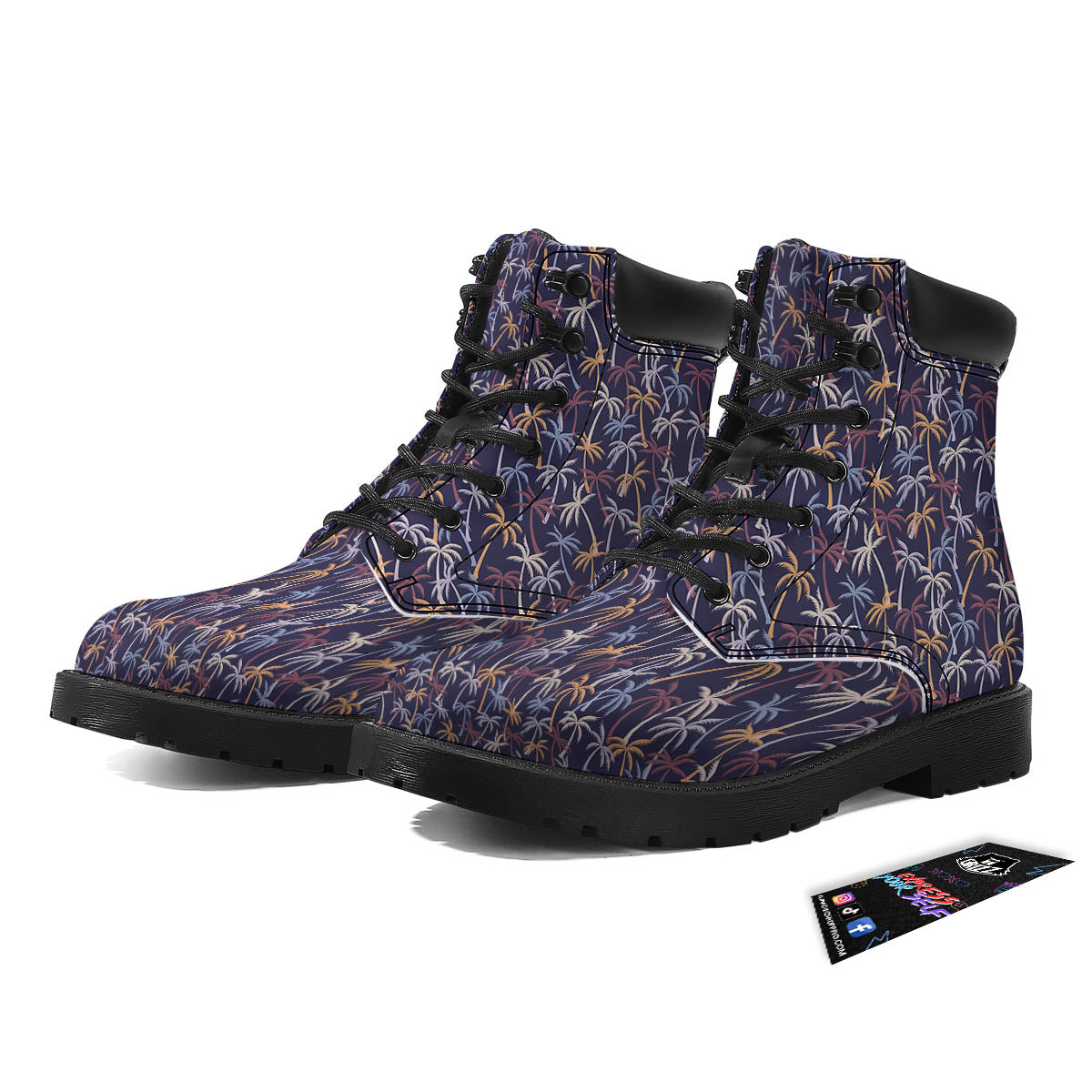 Palm Tree Colorful Print Pattern Boots-grizzshop
