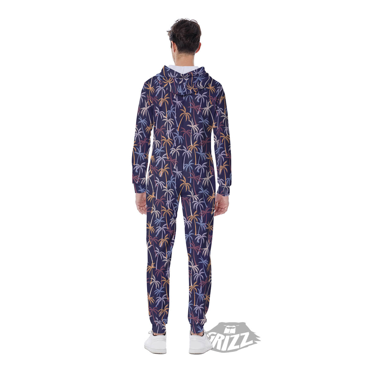 Palm Tree Colorful Print Pattern Men's Jumpsuit-grizzshop