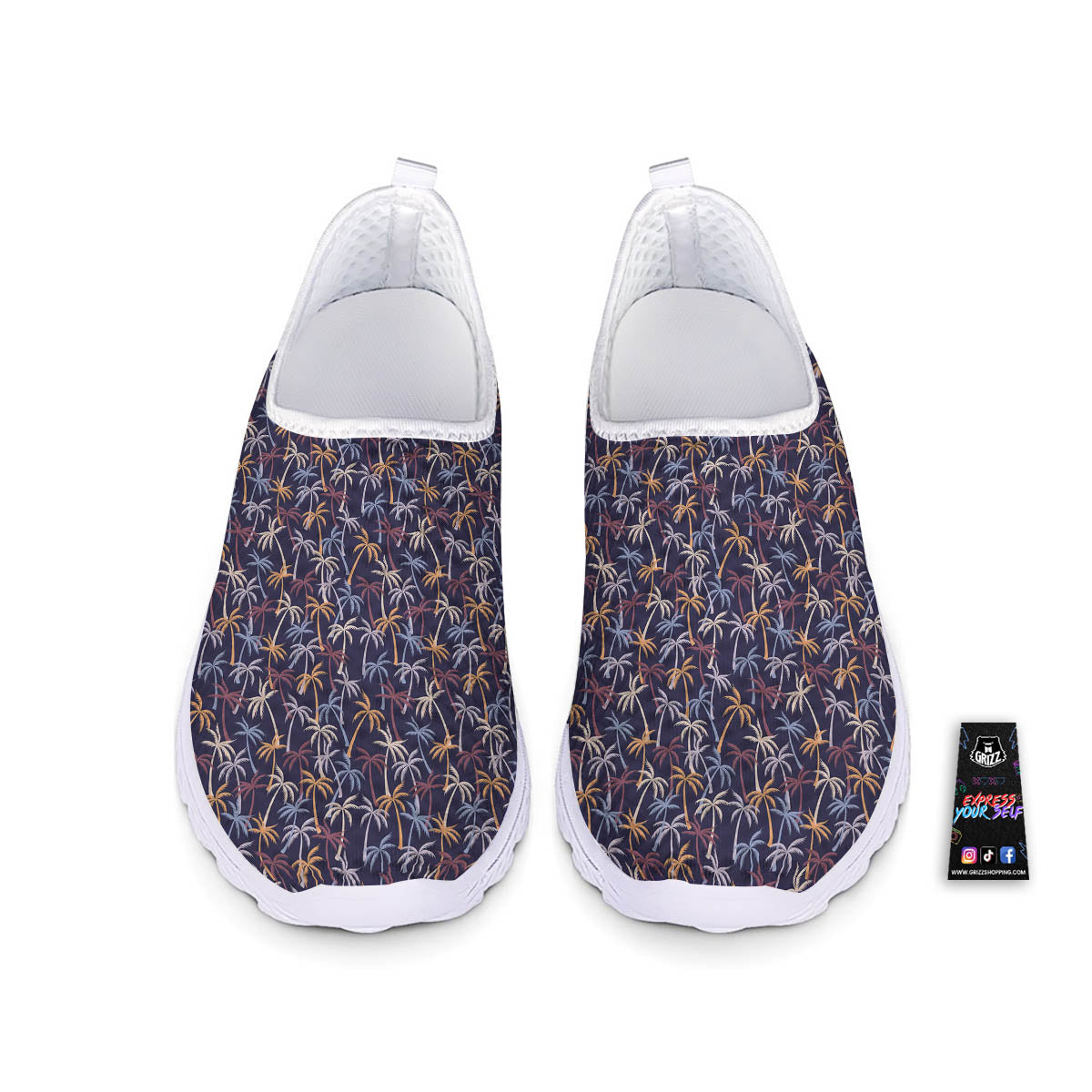 Palm Tree Colorful Print Pattern Nurse Shoes-grizzshop
