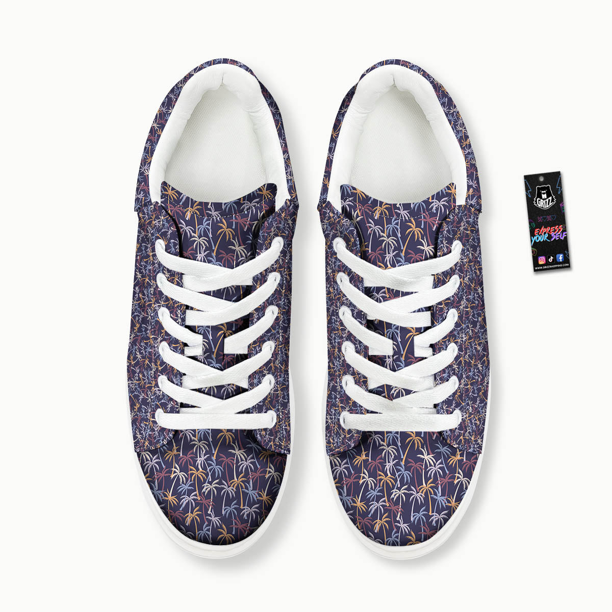 Palm Tree Colorful Print Pattern Platform Shoes-grizzshop
