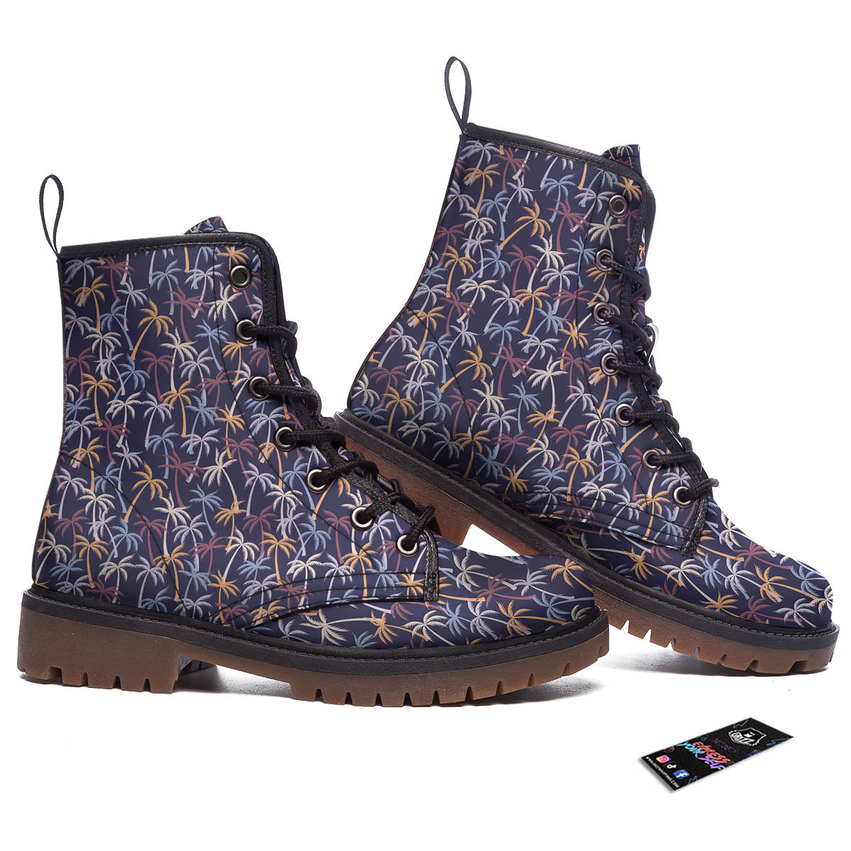 Palm Tree Colorful Print Pattern Work Boots-grizzshop