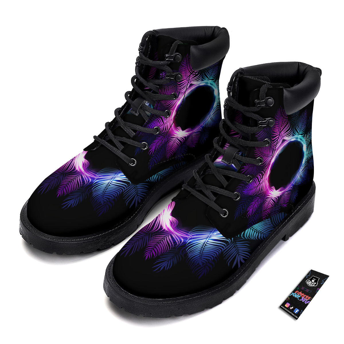 Palm Tree EDM Beach Print Boots-grizzshop