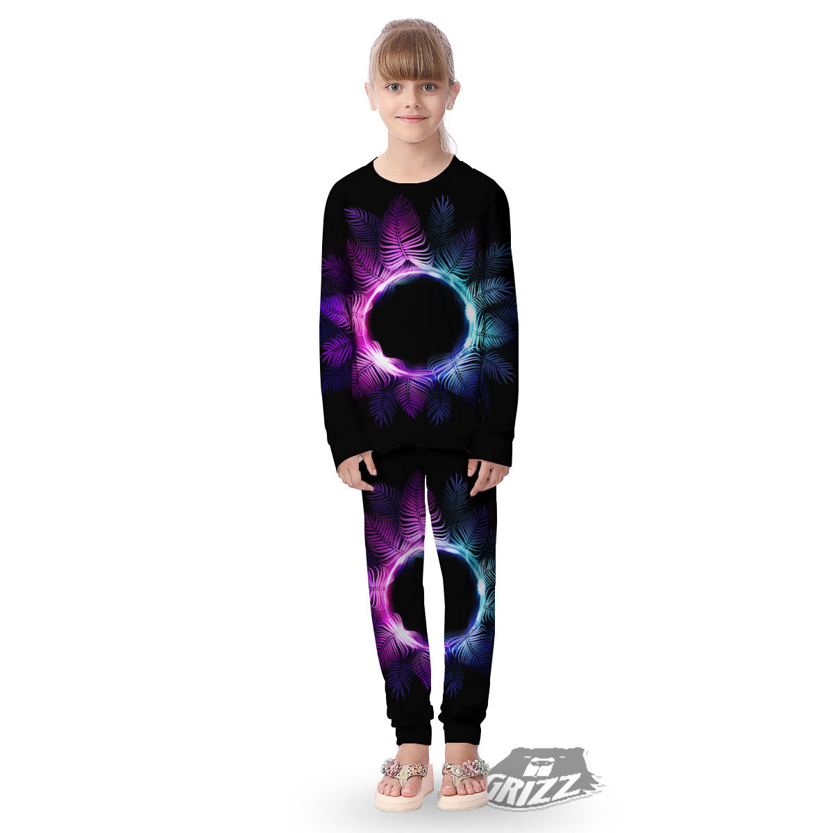 Palm Tree EDM Beach Print Kid's Pajamas-grizzshop
