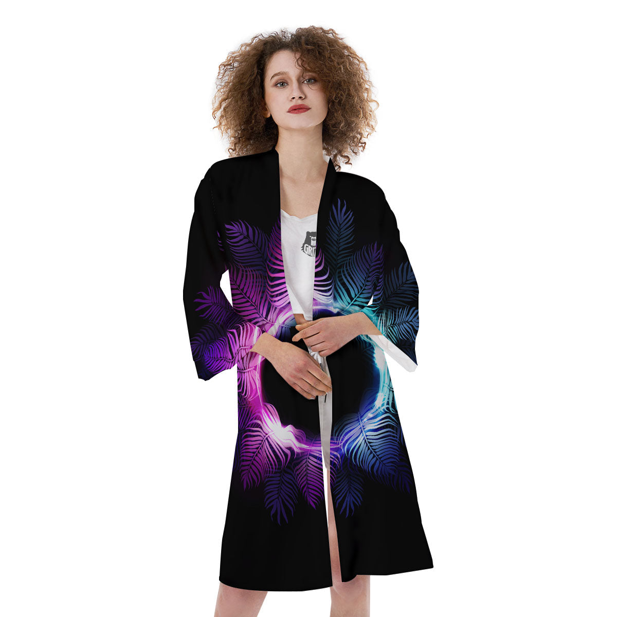 Palm Tree EDM Beach Print Kimono-grizzshop