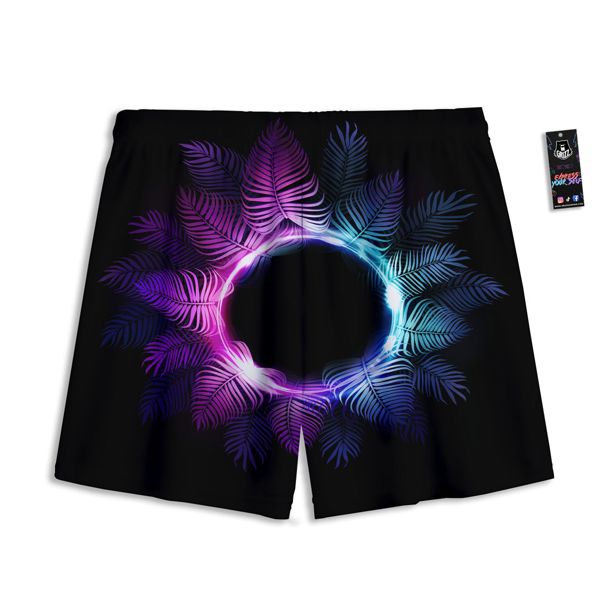 Palm Tree EDM Beach Print Mesh Shorts