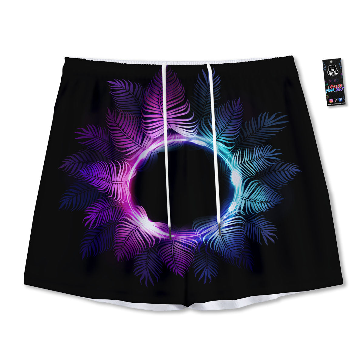 Palm Tree EDM Beach Print Mesh Shorts
