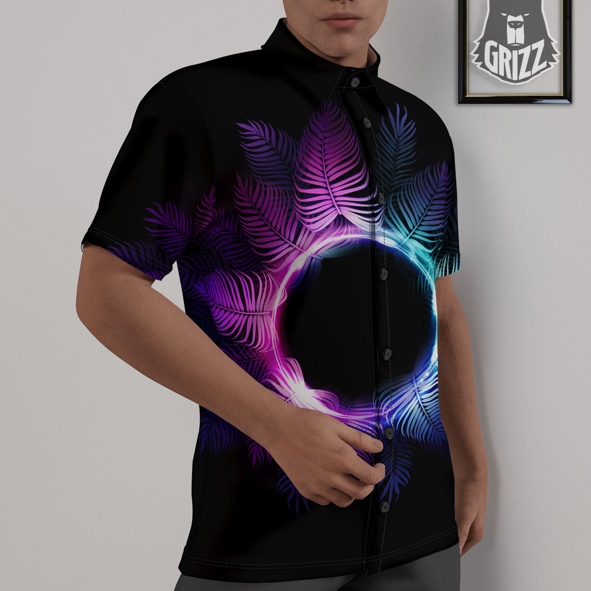 Palm Tree EDM Beach Print Untucked Shirts-grizzshop