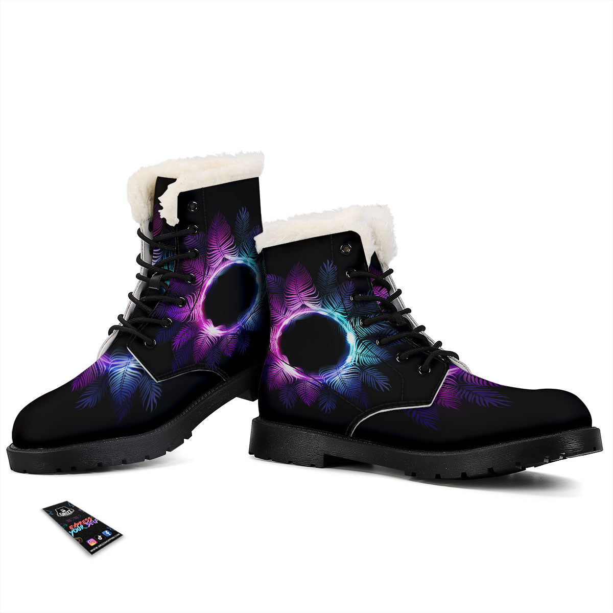 Palm Tree EDM Beach Print Winter Boots-grizzshop