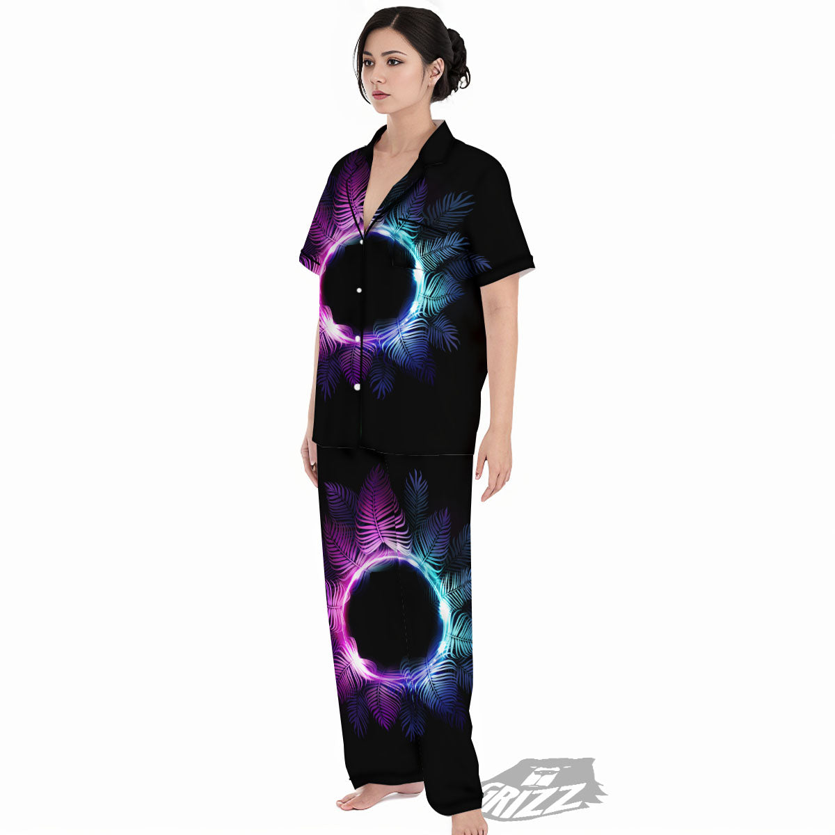 Palm Tree EDM Beach Print Women's Pajamas Set-grizzshop