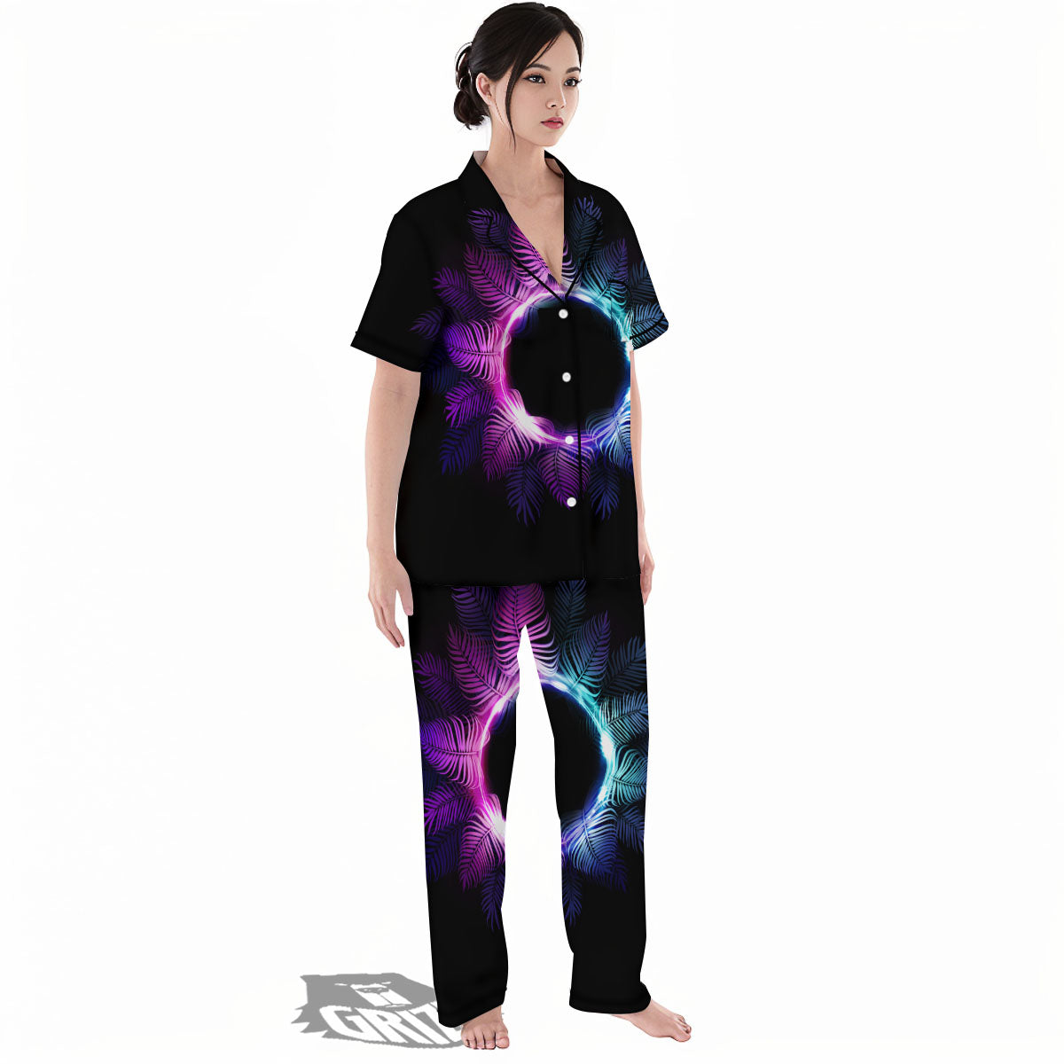 Palm Tree EDM Beach Print Women's Pajamas Set-grizzshop