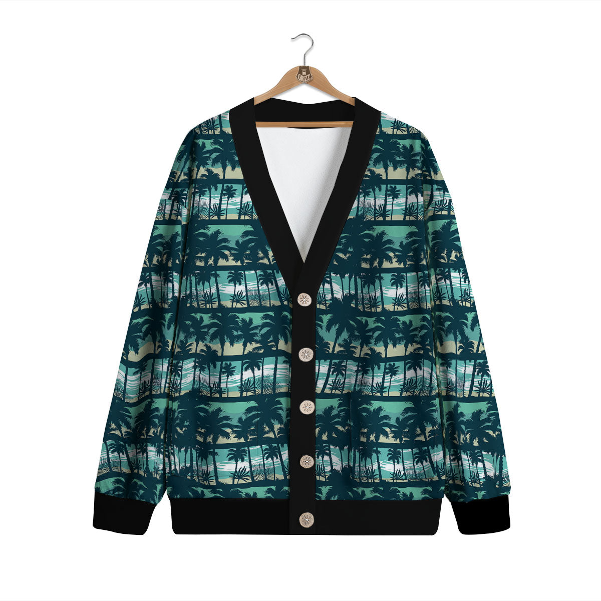 Palm Tree Print Pattern Cardigan-grizzshop